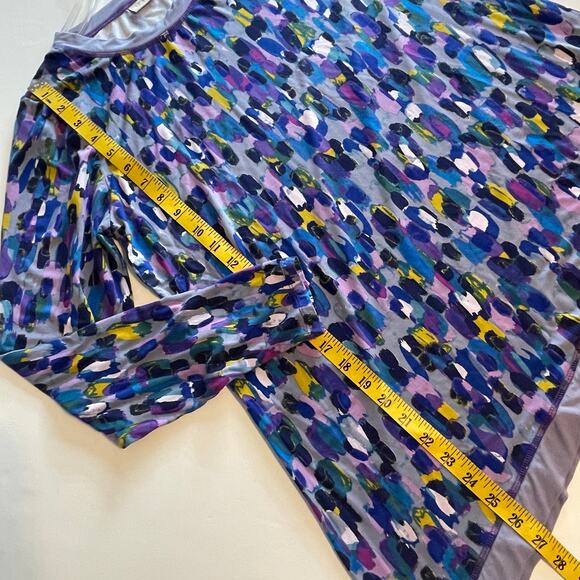 LOGO Crossover Hem Tunic Womens Medium Purple Print Long Sleeve Longline Top - Picture 8 of 8